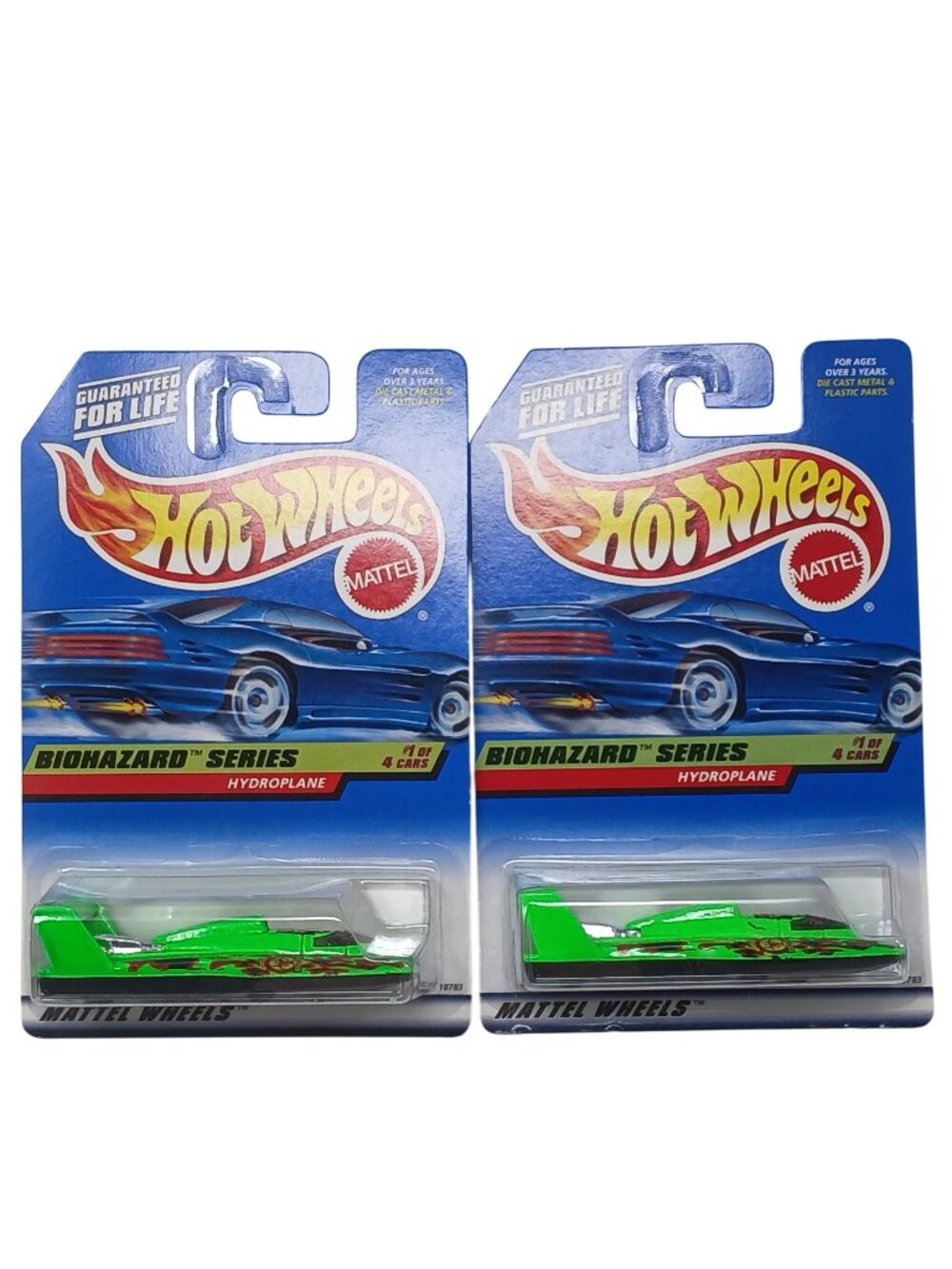2 Hot Wheels Biohazard Series Hydroplane #1 / 4 Boat  #717 Green Sealed New #D21